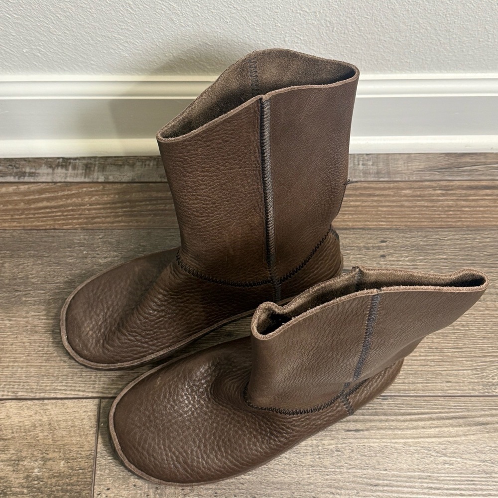 Sundance Boots Brown Mens US 11 Mid Calf Textured Leather Contrast Stitching - Picture 9 of 9
